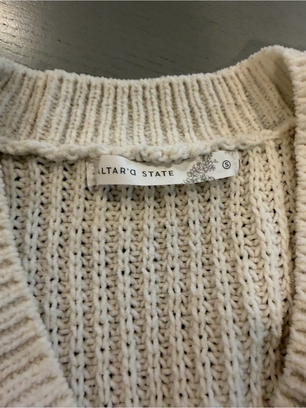 Altar’d State V-Neck Cropped Sweater with Navy Stripes - Picture 3 of 7